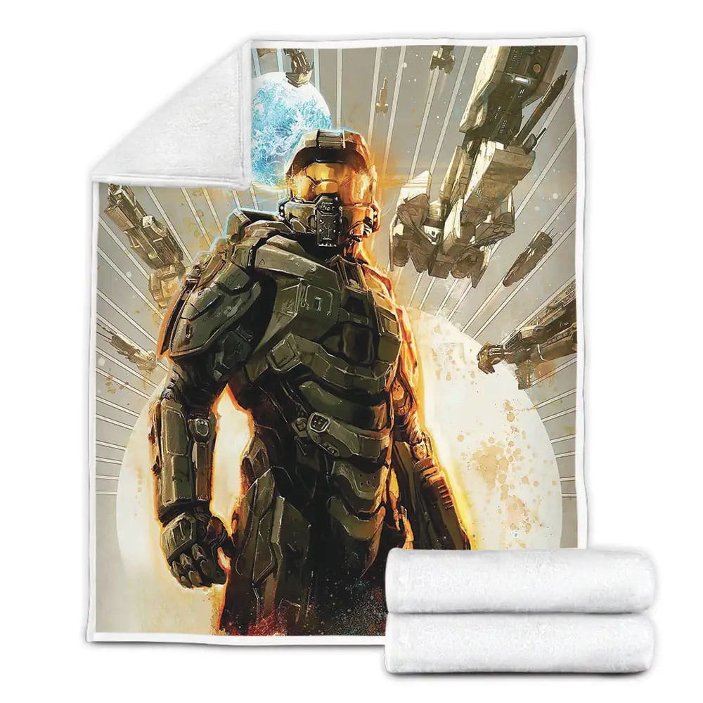 Halo Galaxy Fleece Blanket Gift For Birthday Halloween Christmas Thanksgiving