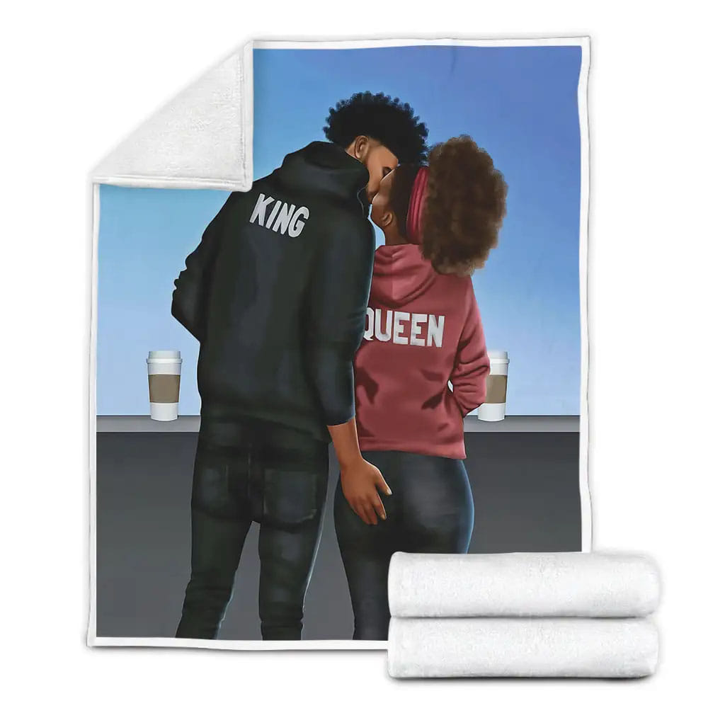 Black Couple Sport King And Queen Custom Name Fleece Blanket Perfect 