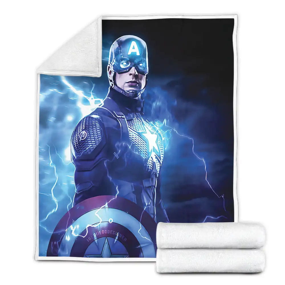 Captain America And Thors Hammer Fleece Blanket Gift For Wife Husband Besties
