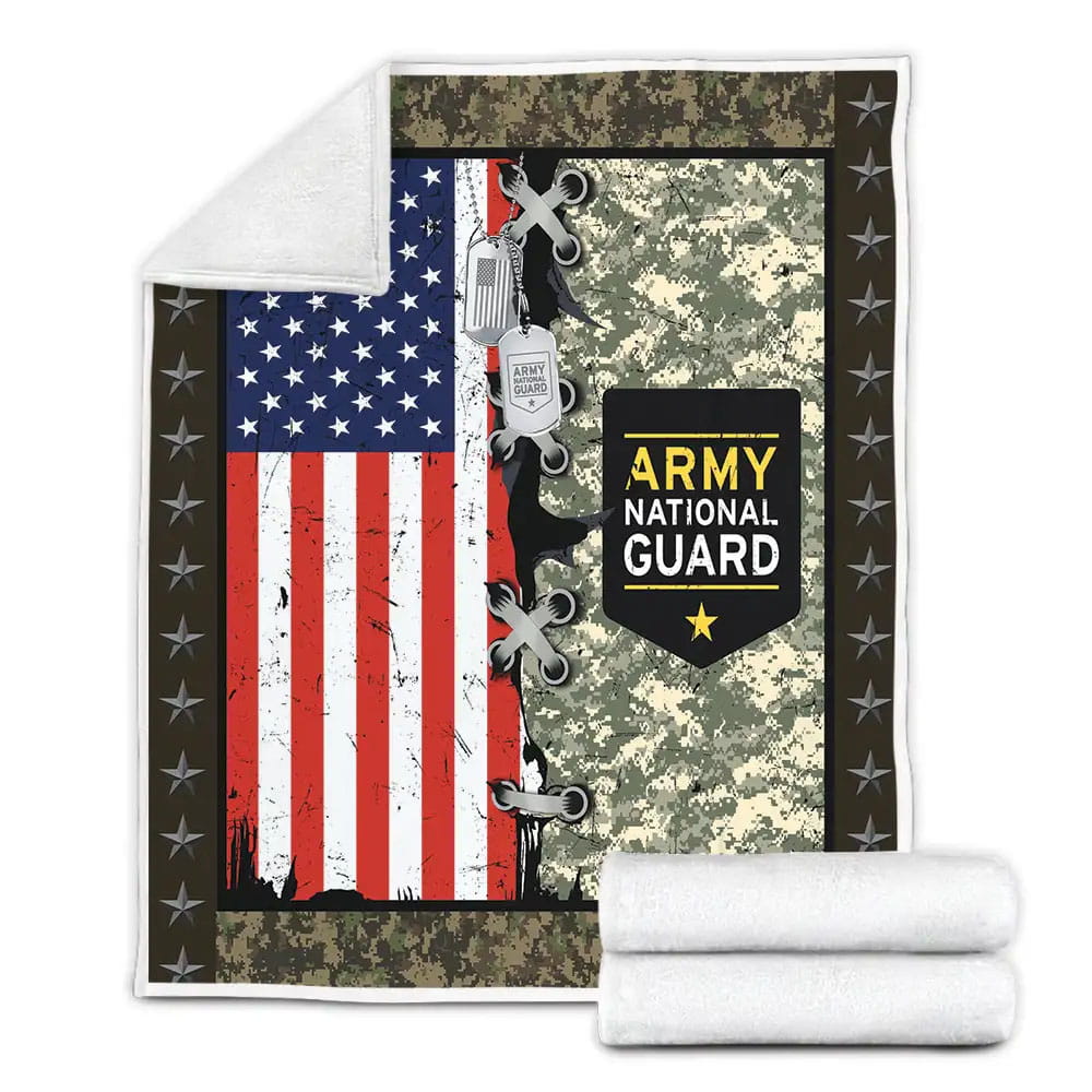 American Flag Army National Guard Fleece Blanket Gift For Wife Husband Besties