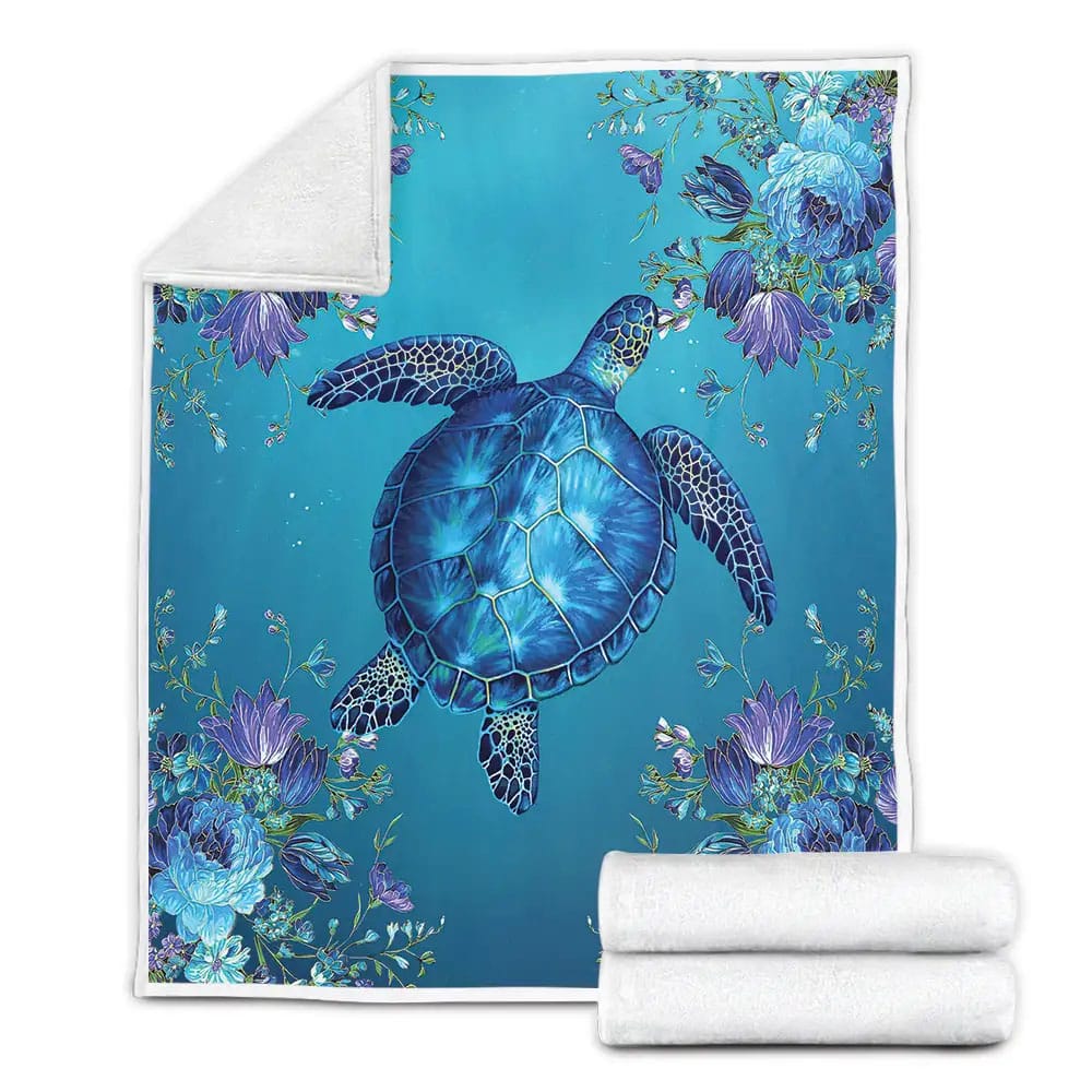 Blue Turtle Fleece Blanket Gift For Birthday Halloween Christmas Thanksgiving