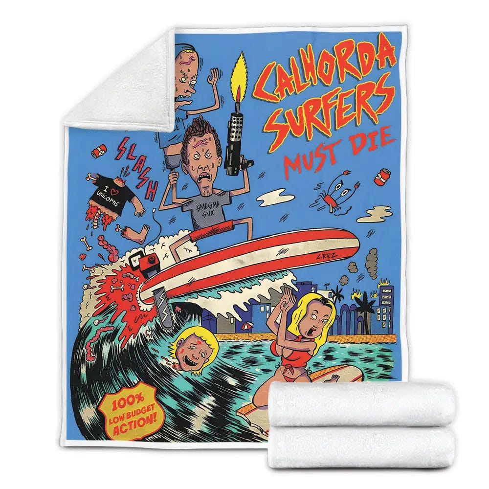 Beavis And Butt-Head In Parody Vintage Film Fleece Blanket Perfect 