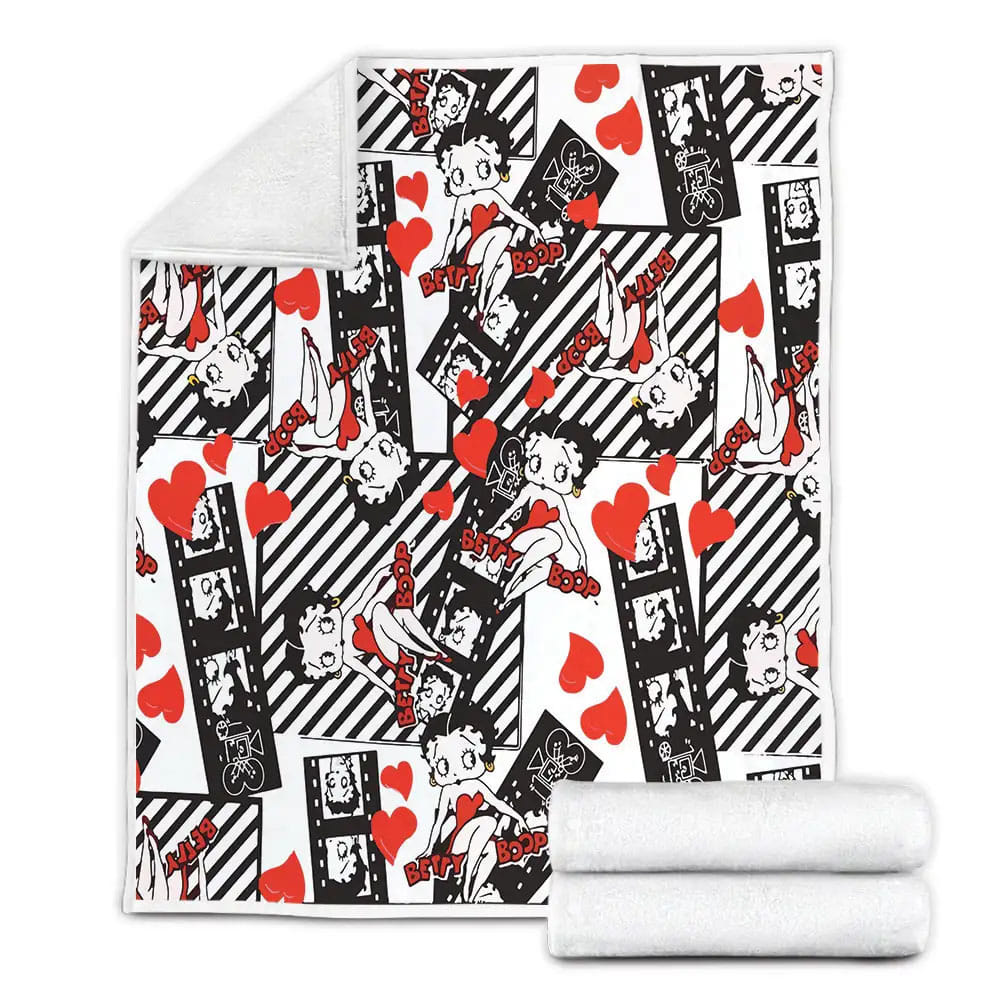 Betty Boop Pattern Fleece Blanket Gift For Christmas Thanksgiving Halloween