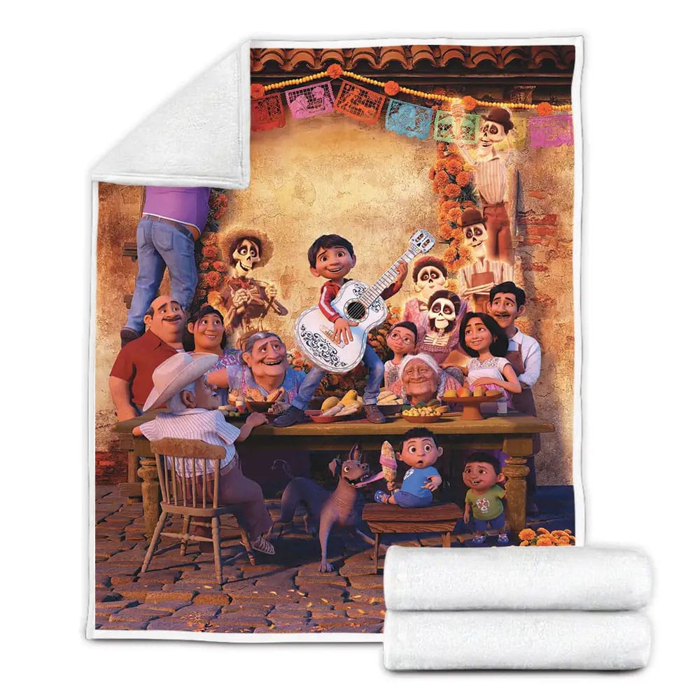 Disney Coco Family Fleece Blanket Gift For Christmas Thanksgiving Halloween