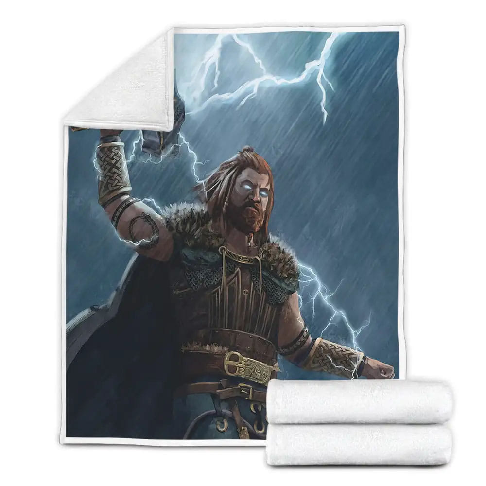 Thor God Of Thunder Fleece Blanket Gift For Christmas Thanksgiving Halloween