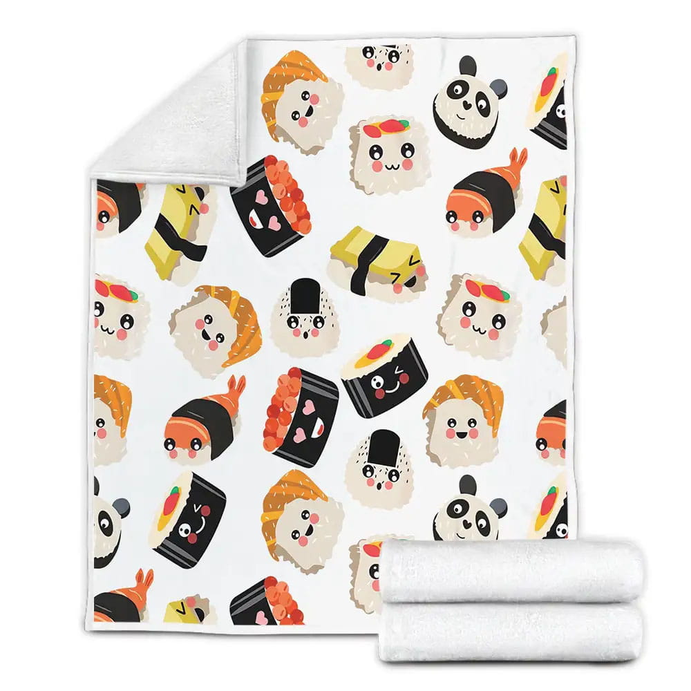 Print Pattern Sushi Fleece Blanket Gift For Christmas Thanksgiving Halloween