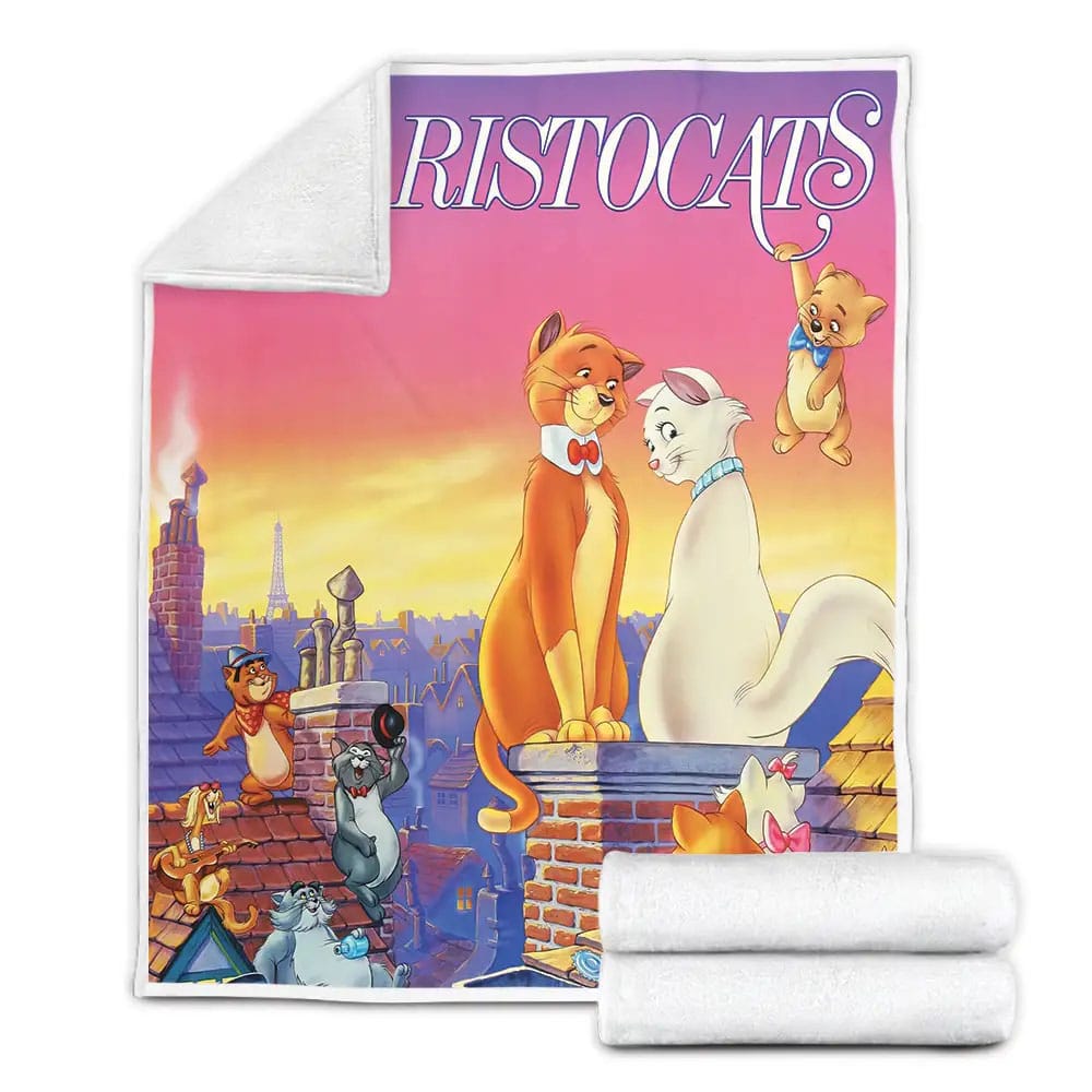 The Aristocats 1970 Movie Poster Fleece Blanket Gift For Wife Husband Besties