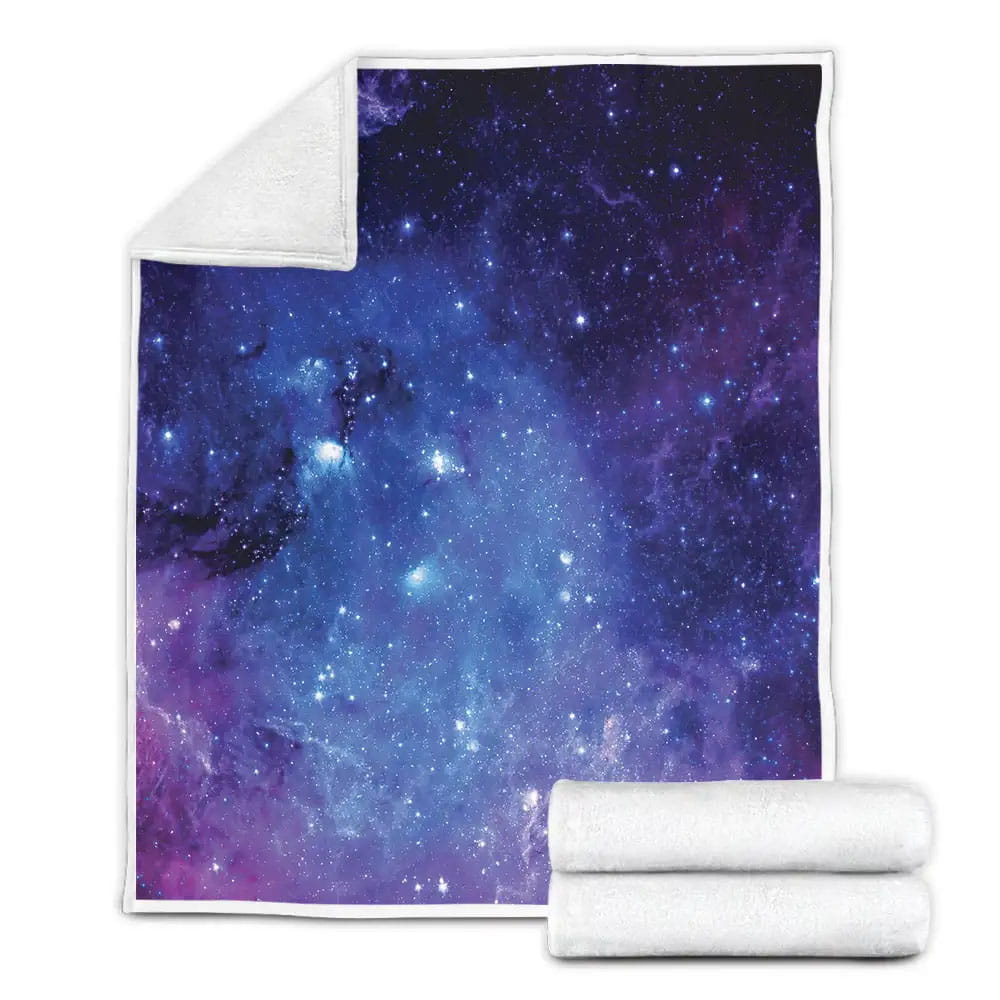 Purple Galaxy Space Blue Starfield Fleece Blanket Gift For Wife Husband Besties