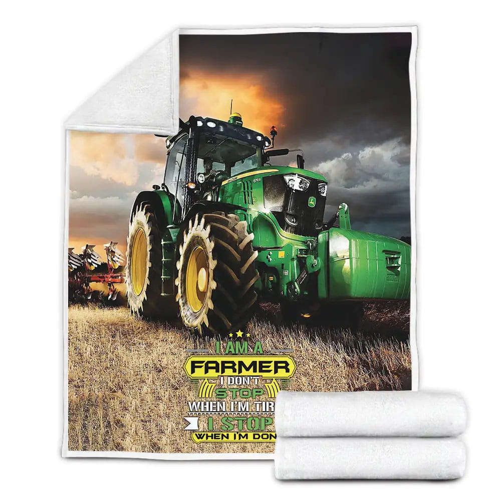 Tractor Farmer Farm Fleece Blanket Gift For Christmas Thanksgiving Halloween
