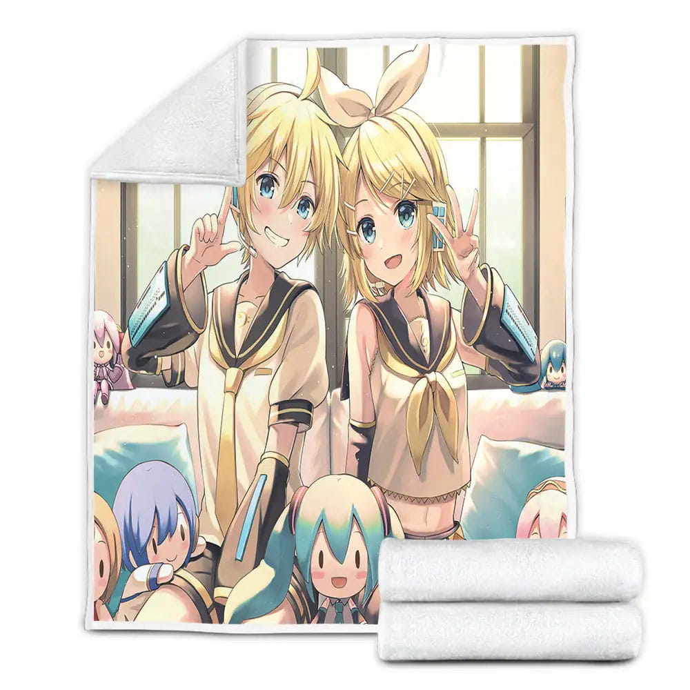 Kagamine Rin Fleece Blanket Gift For Birthday Halloween Christmas Thanksgiving