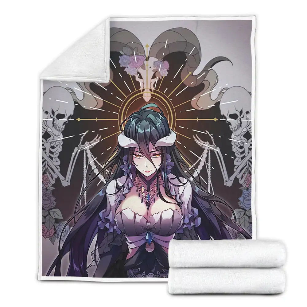 Overlord Albedo With The Skeletons Fleece Blanket Gift For Wife Husband Besties