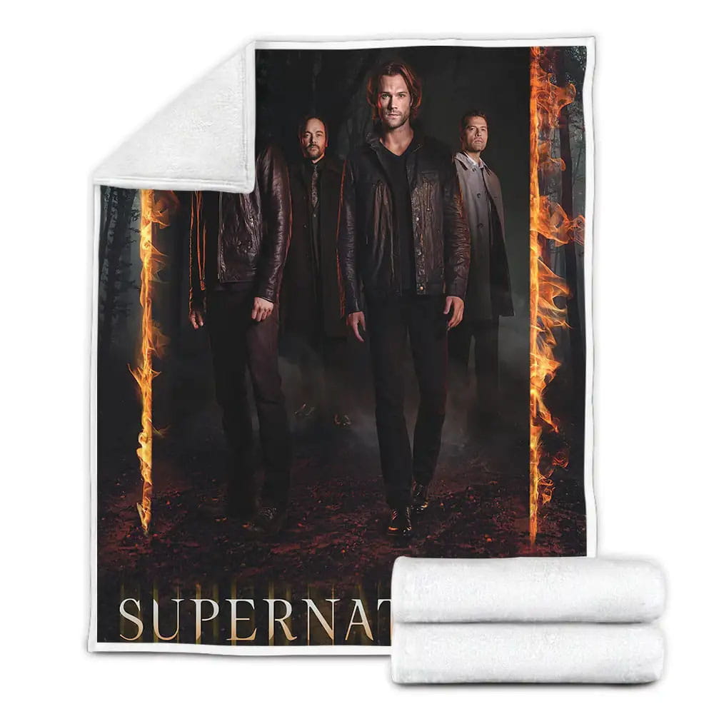 Supernatural 2005-2020 Fire Door Fleece Blanket Gift For Wife Husband Besties