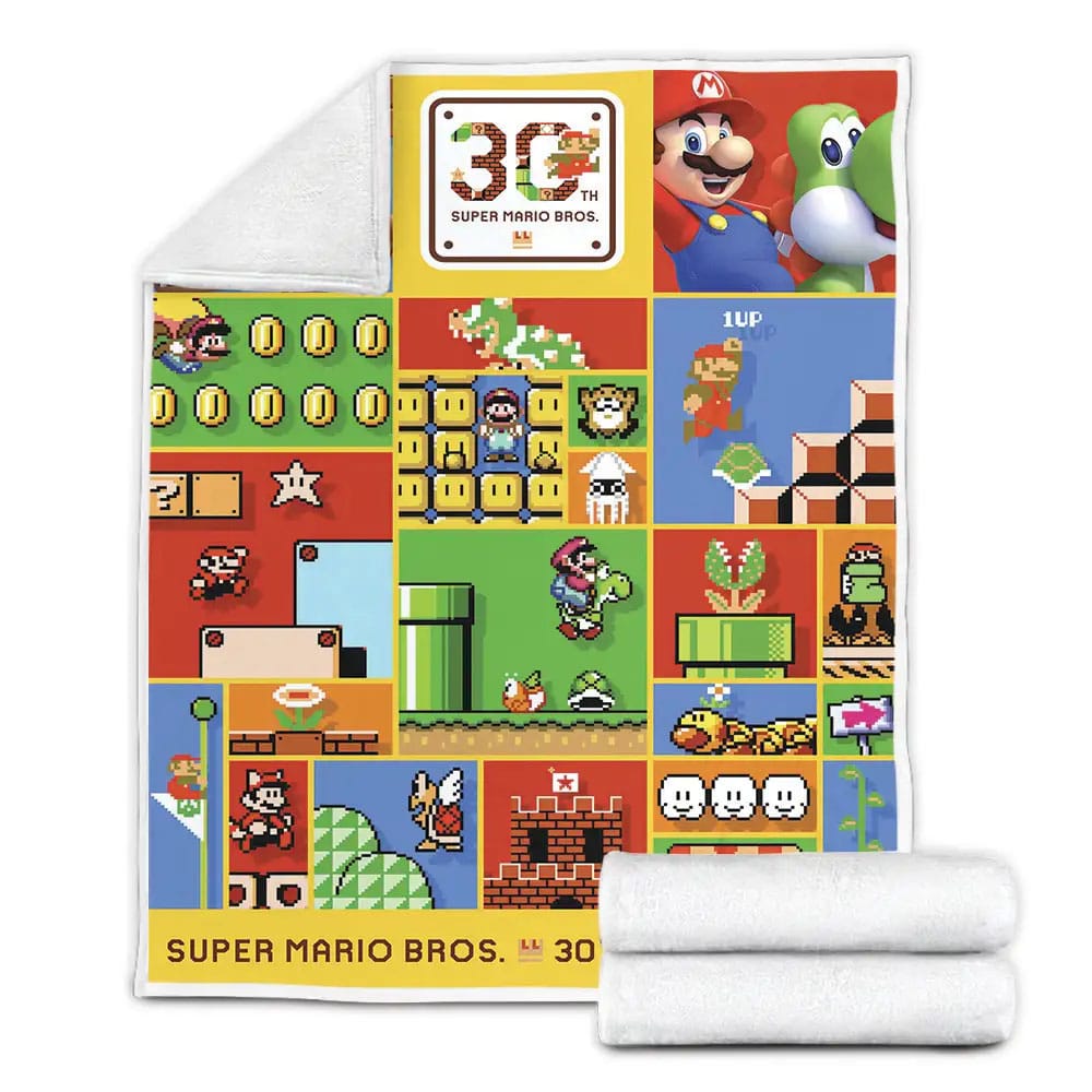 Super Mario Bros. 30th Anniversary Fleece Blanket Gift For Wife Husband Besties