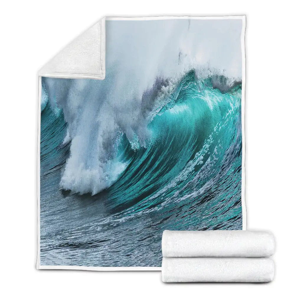 Rolling Ocean Waves Fleece Blanket Gift For Christmas Thanksgiving Halloween