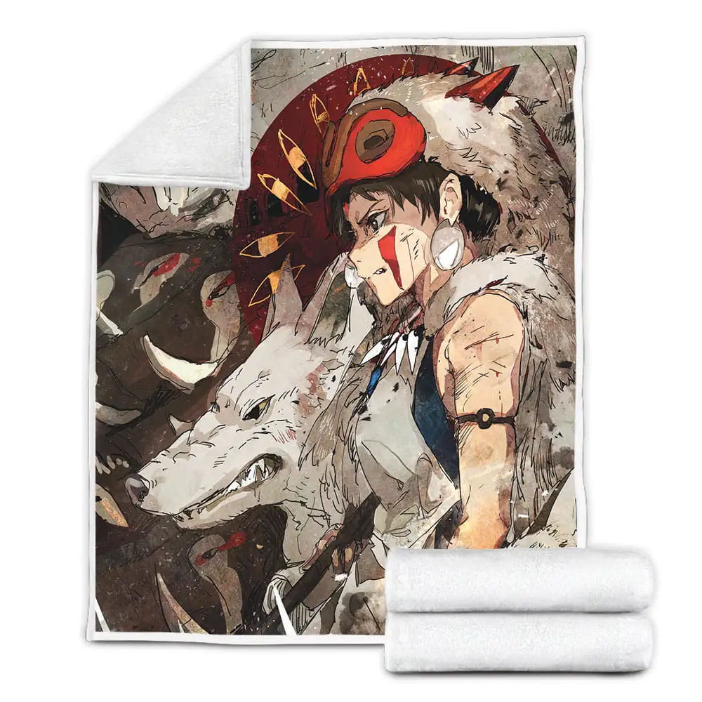 Princess Mononoke Movie San Poster Fleece Blanket Gift For Wife Husband Besties