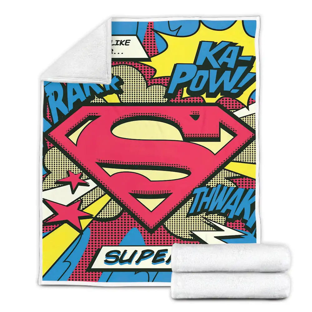 Superman Pow Fleece Blanket Gift For Birthday Halloween Christmas Thanksgiving