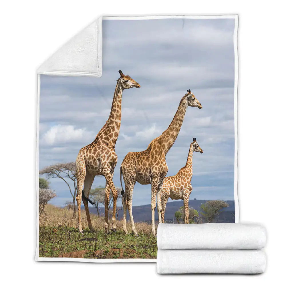Love Giraffe Family Fleece Blanket Gift For Christmas Thanksgiving Halloween