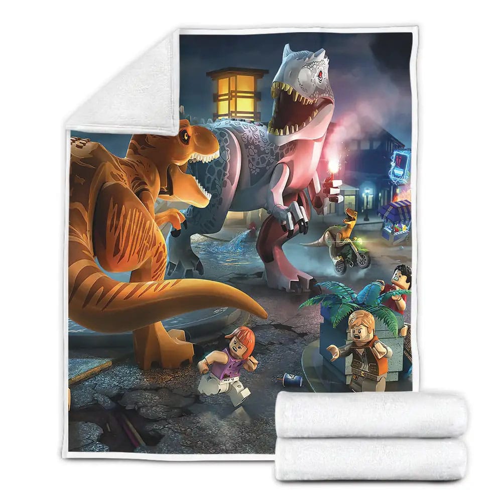 Jurassic Park And The Lego Crossover Fleece Blanket Gift For Wife Husband Besties