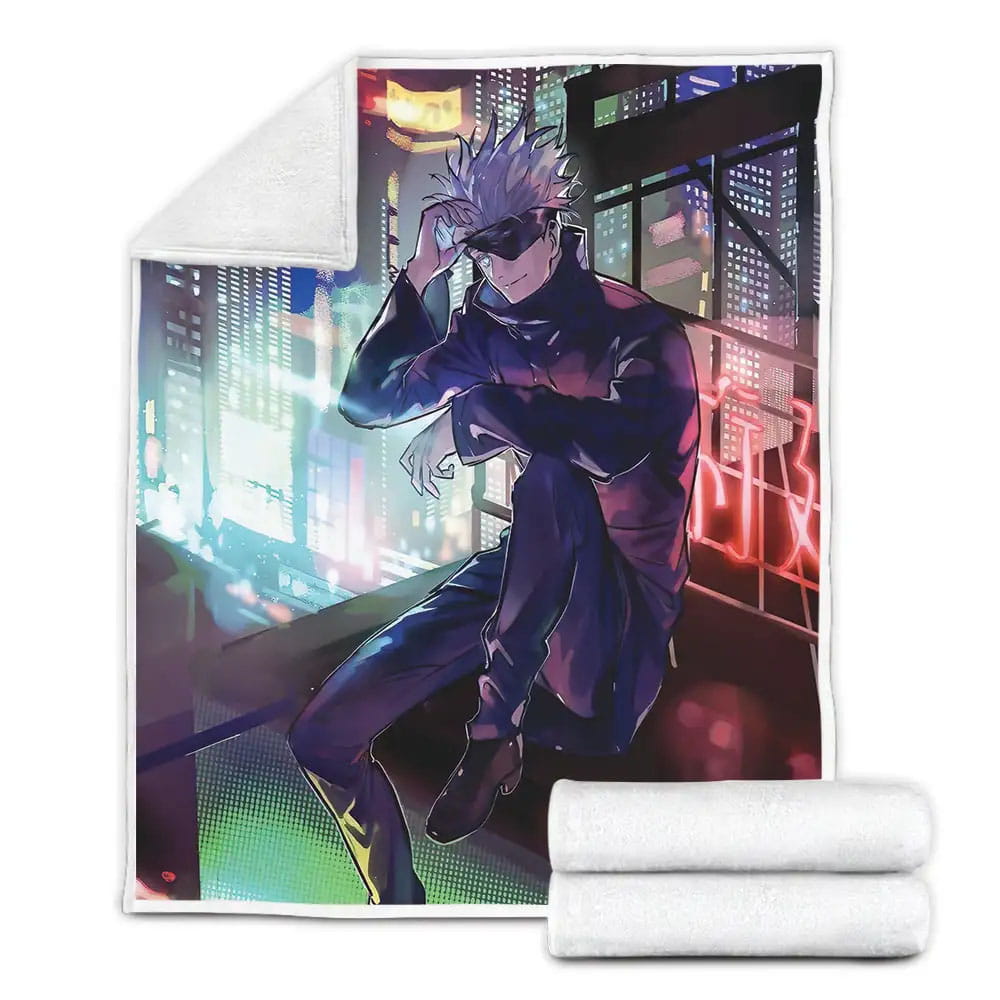 Jujutsu Kaisen Gojo Satoru Fan Art Fleece Blanket Gift For Wife Husband Besties