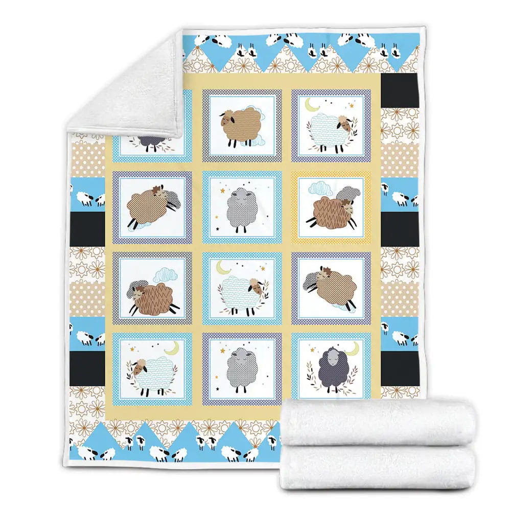 Little Sheep Fleece Blanket Gift For Birthday Halloween Christmas Thanksgiving