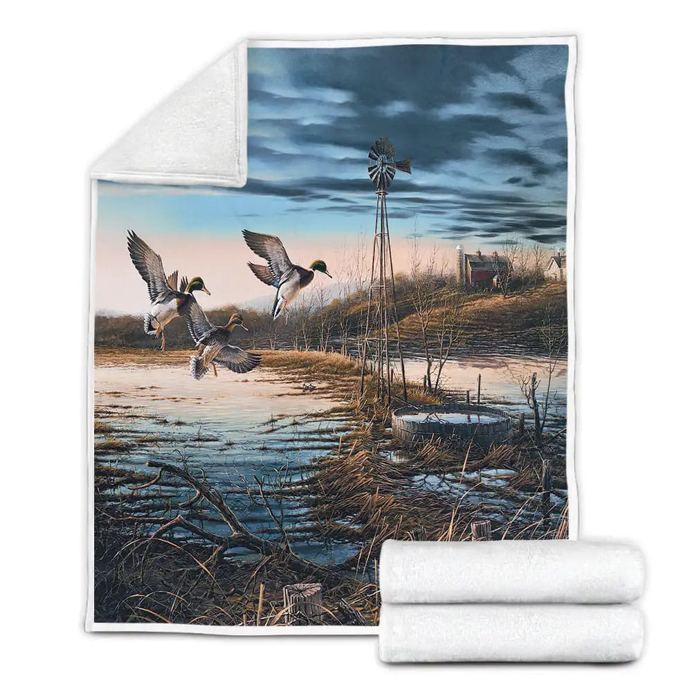 Hunting Duck Fleece Blanket Gift For Birthday Halloween Christmas Thanksgiving