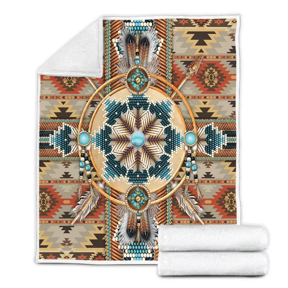Indian Inspired  Cherokee Pattern Fleece Blanket Gift For Wife Husband Besties
