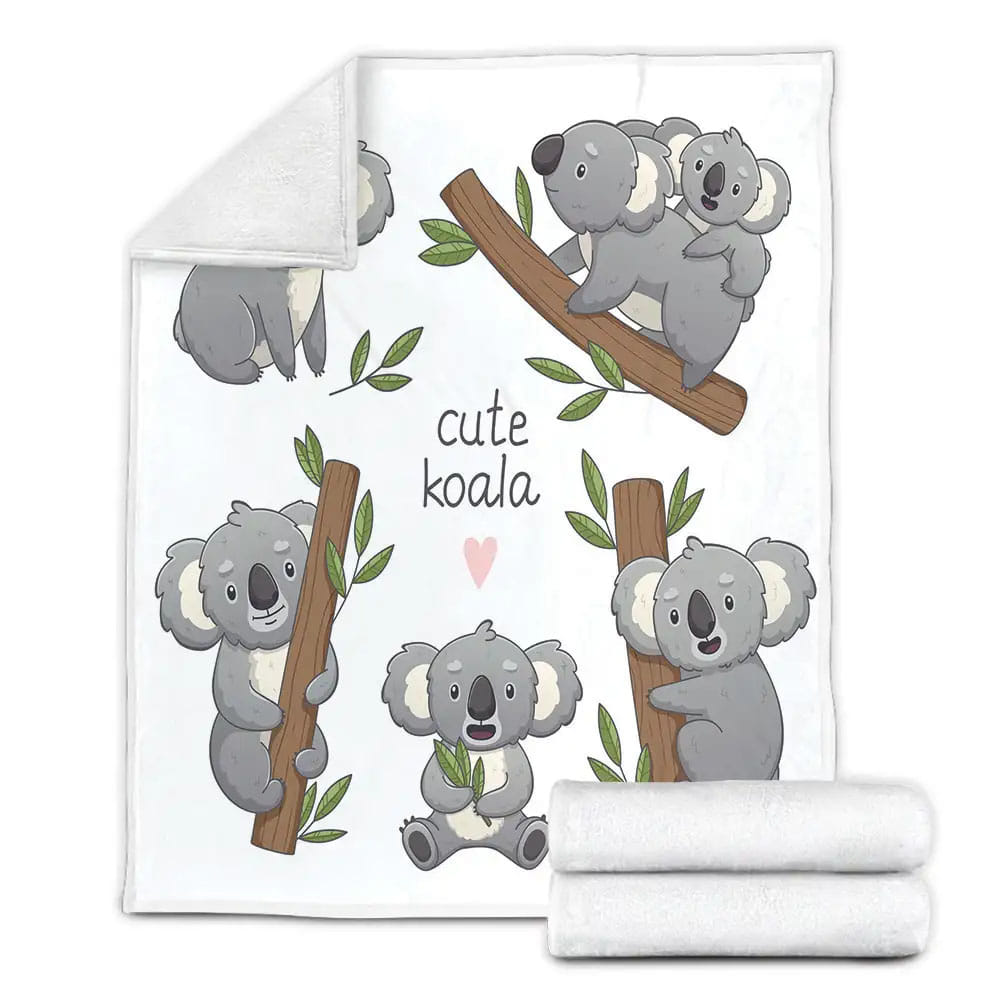 Cute Koalas Printed Fleece Blanket Gift For Christmas Thanksgiving Halloween