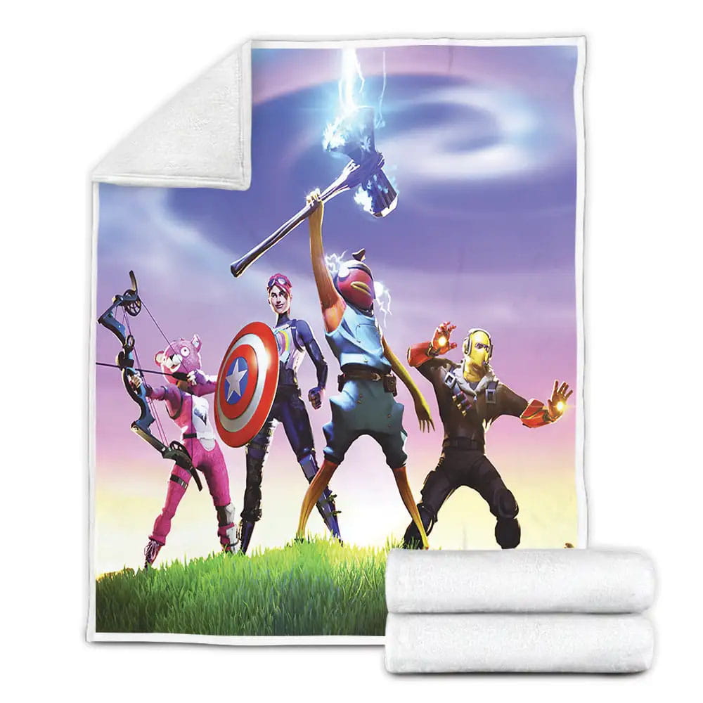 Fortnite Characters With Weapons Of Avengers Fleece Blanket Perfect 