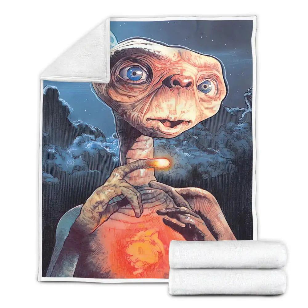 E.T. The Extra-Terrestrial Portrait Painting Fleece Blanket Perfect 