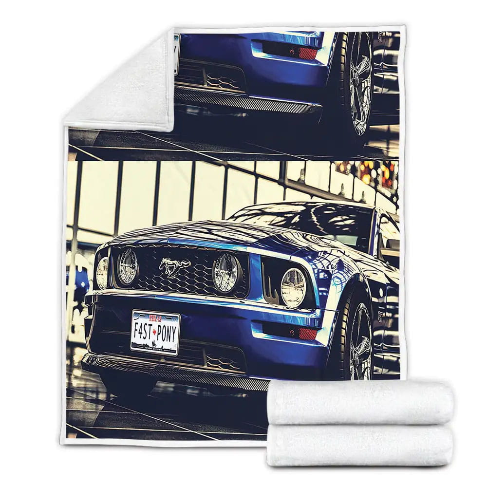 Ford Mustang Cobra Super Sport Car Fleece Blanket Gift For Wife Husband Besties