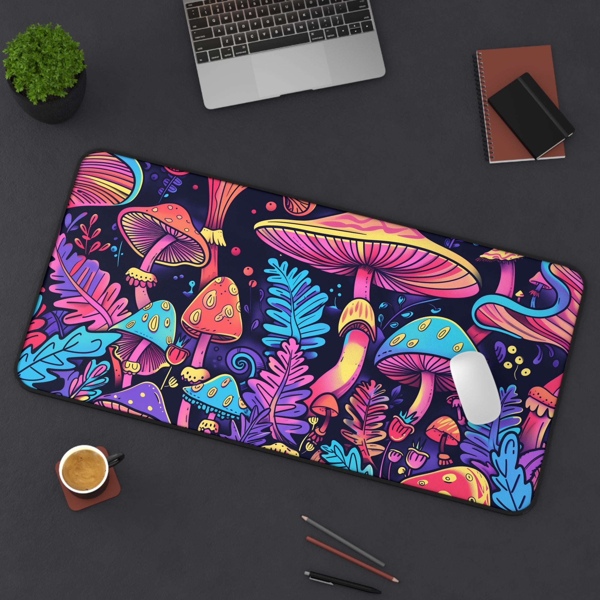 Allleftout Mushrooms Desk Mat, Psychedelic Gaming Mouse Mat, Xxl Deskpad Mouse Pad