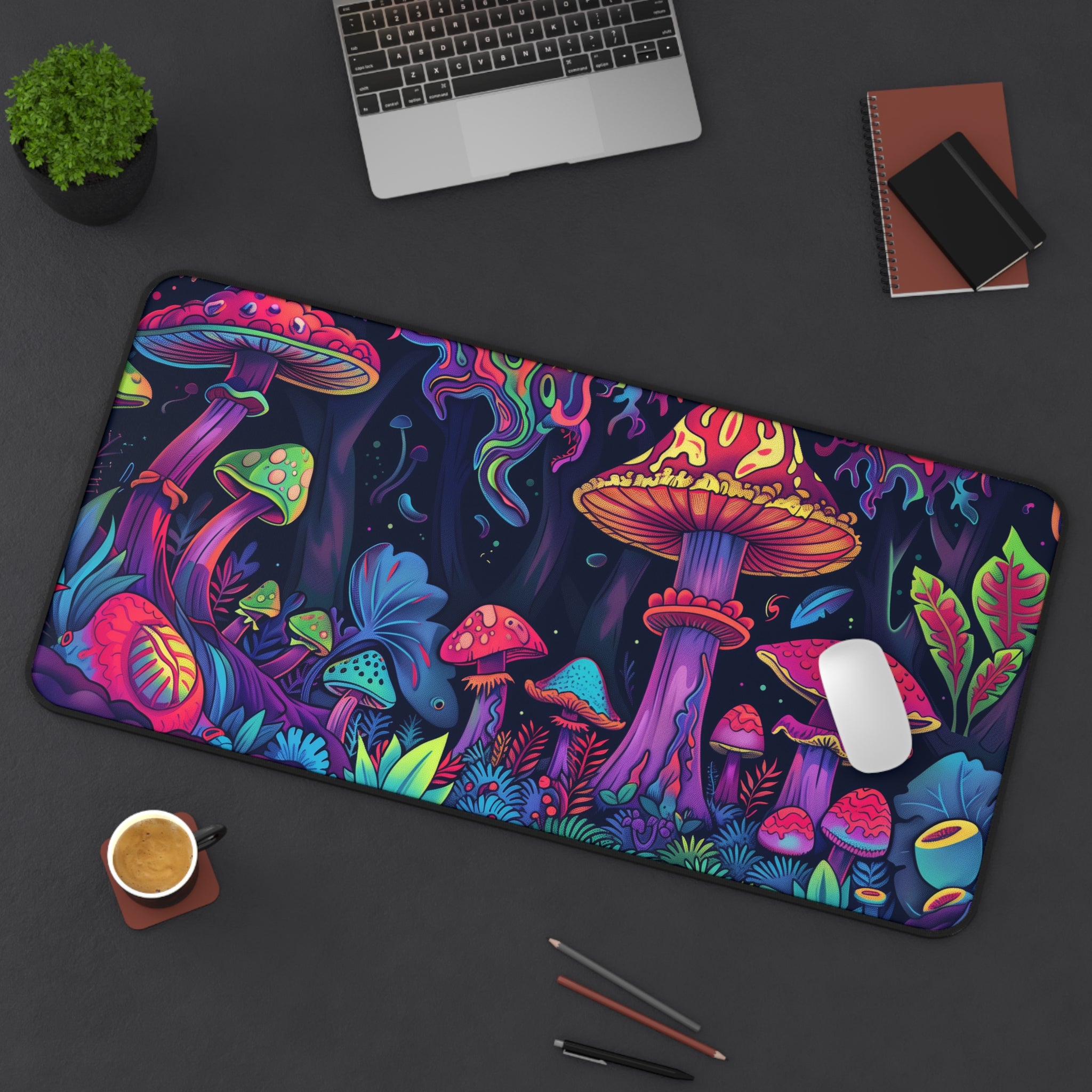 Allleftout Psychedelic Mushrooms Desk Mat, Psychedelic Gaming Mouse Mat, Xxl Deskpad Mouse Pad