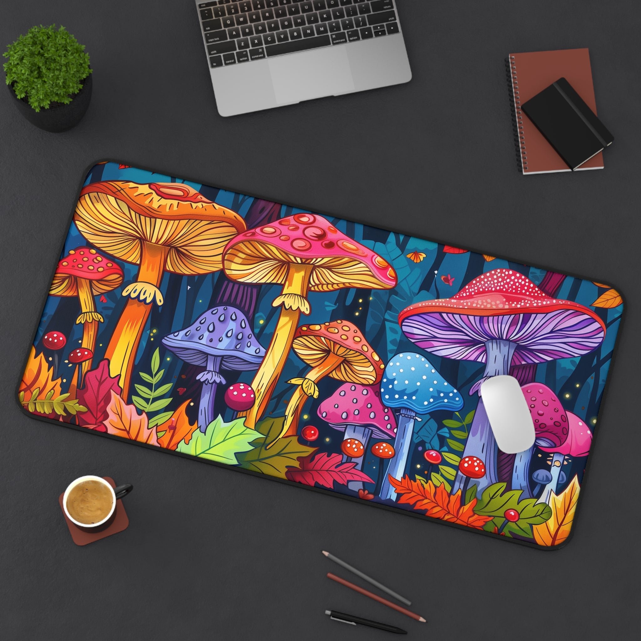 Allleftout Poisonous Mushrooms Desk Mat, Psychedelic Gaming Mouse Mat, Xxl Deskpad Mouse Pad