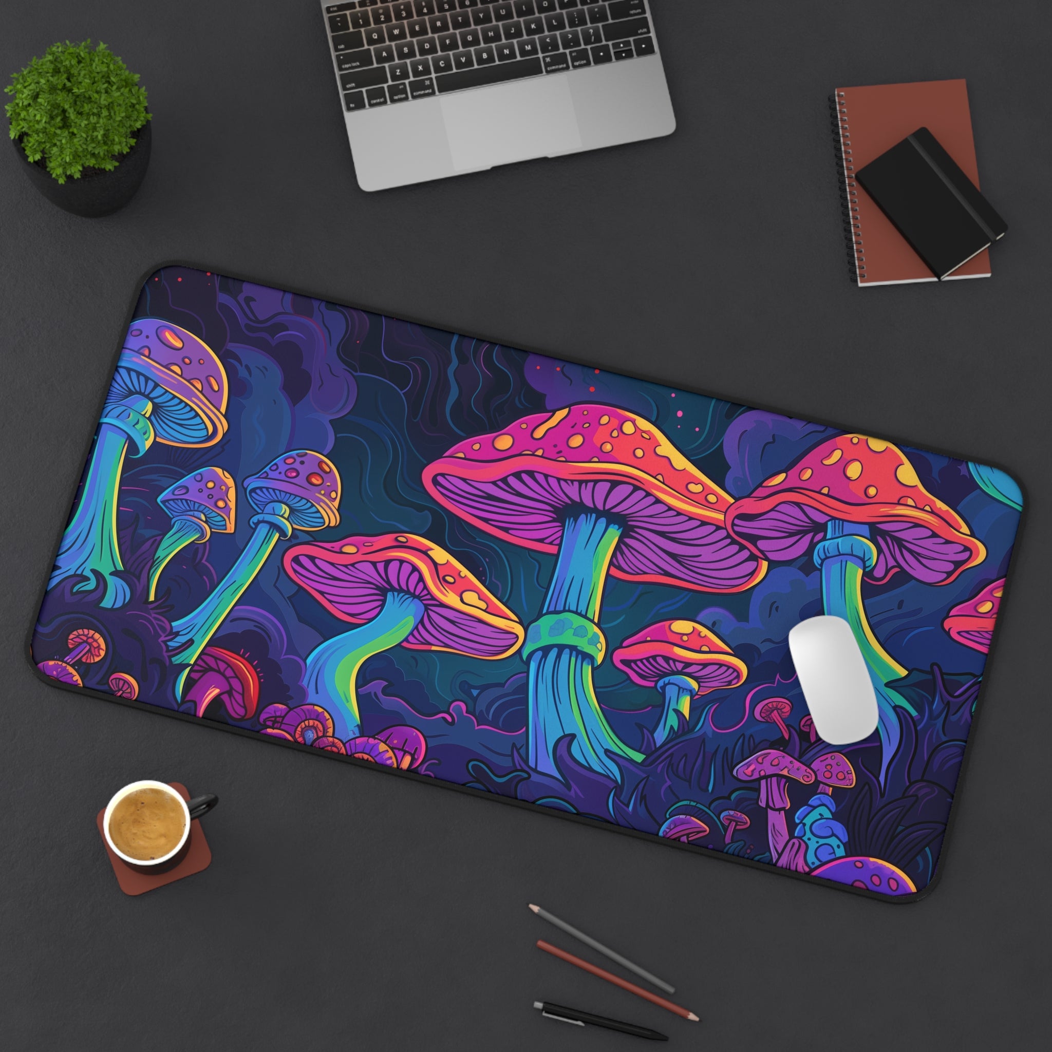 Allleftout Fly Agarics Desk Mat, Psychedelic Gaming Mouse Mat, Xxl Deskpad Mouse Pad