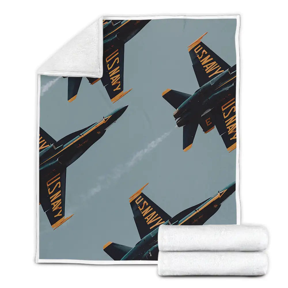 U.S. Navy Jet Fighters Illustration Fleece Blanket Gift For Wife Husband Besties