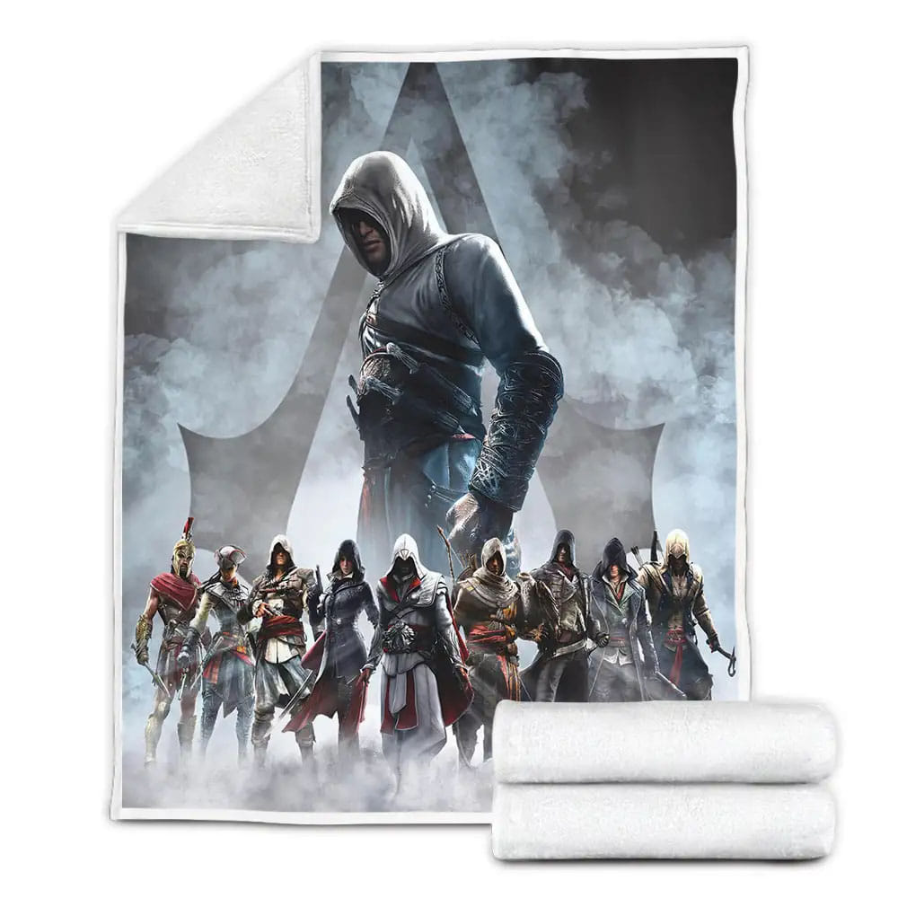 Assassins Creed Smoked Background Fleece Blanket Gift For Wife Husband Besties