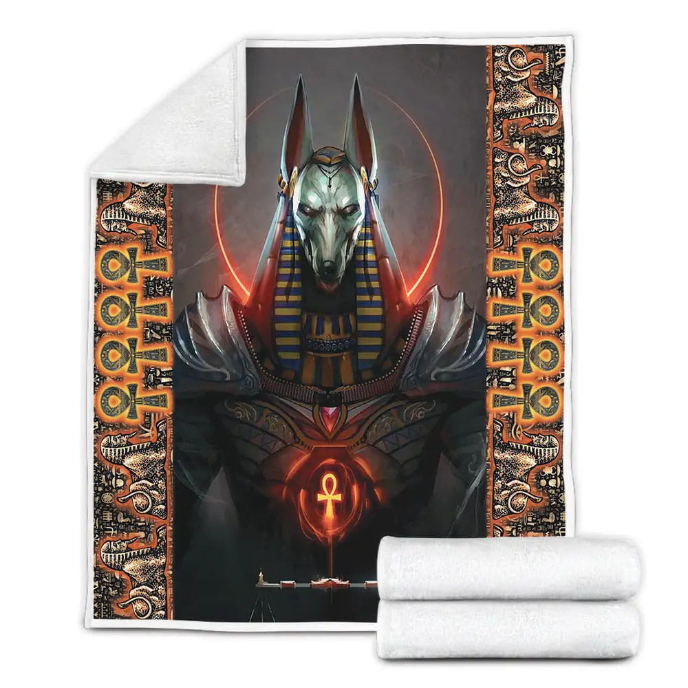 Anubis Egypt Fleece Blanket Gift For Birthday Halloween Christmas Thanksgiving