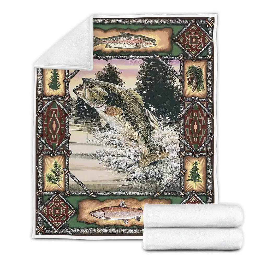 Bass Fishing Fleece Blanket Gift For Birthday Halloween Christmas Thanksgiving