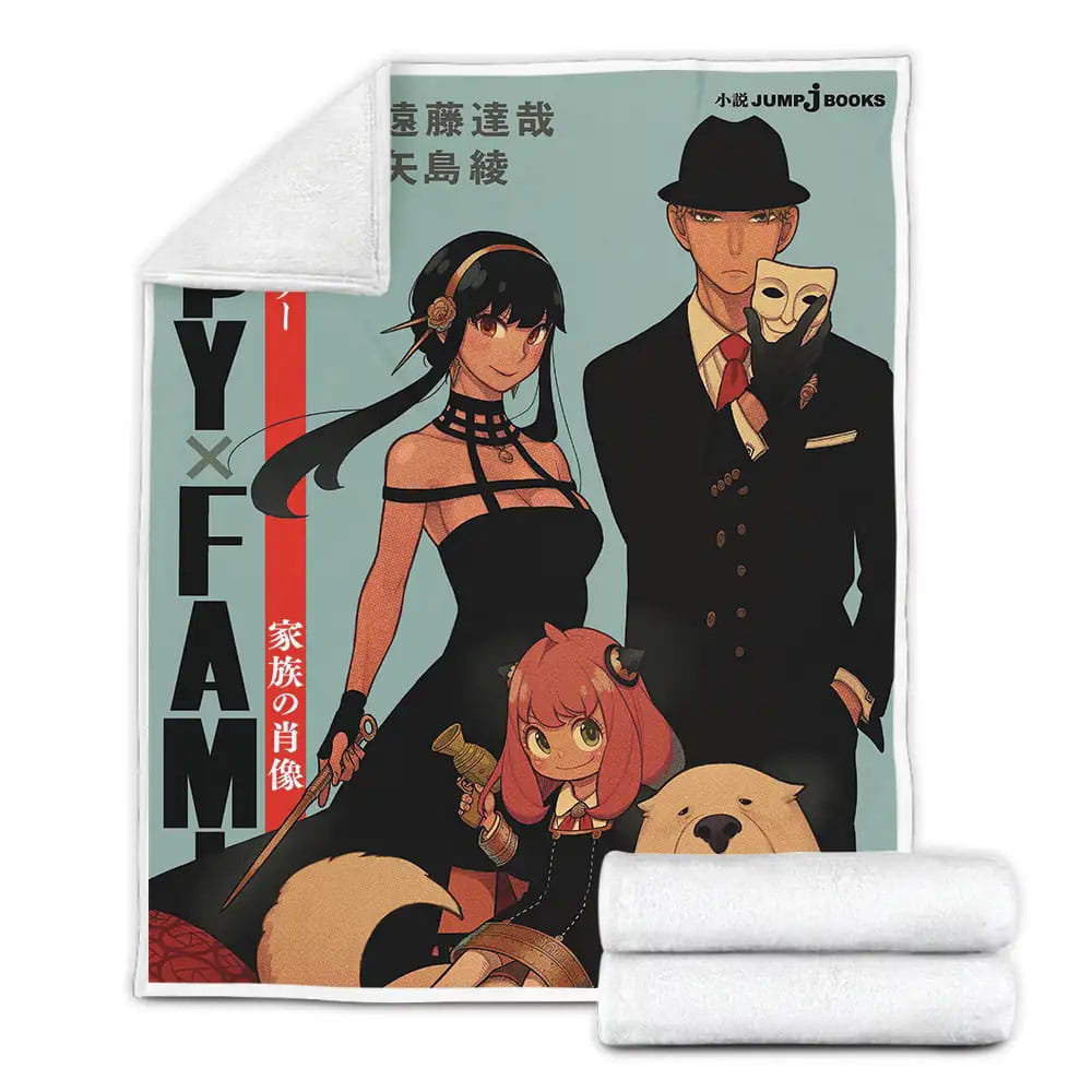 Spy X Family Forger Family In Black Fleece Blanket Gift For Wife Husband Besties