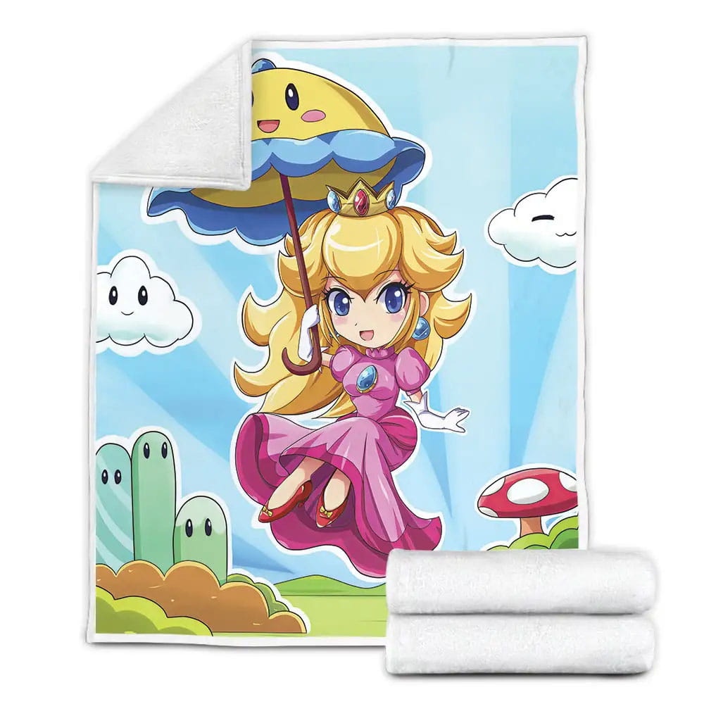 Super Mario Princess Peach In Chibi Art Style Fleece Blanket Perfect 