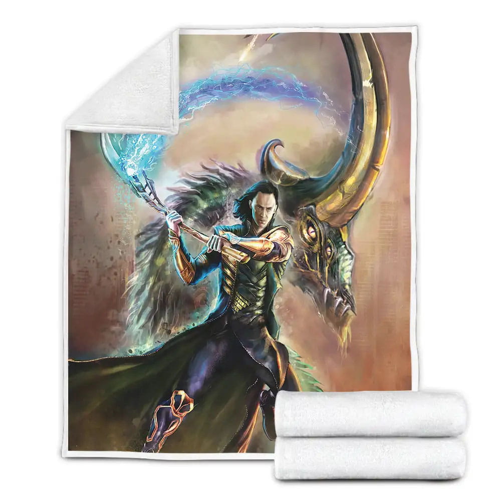 Marvel Loki And His Scepter Artwork Fleece Blanket Gift For Wife Husband Besties