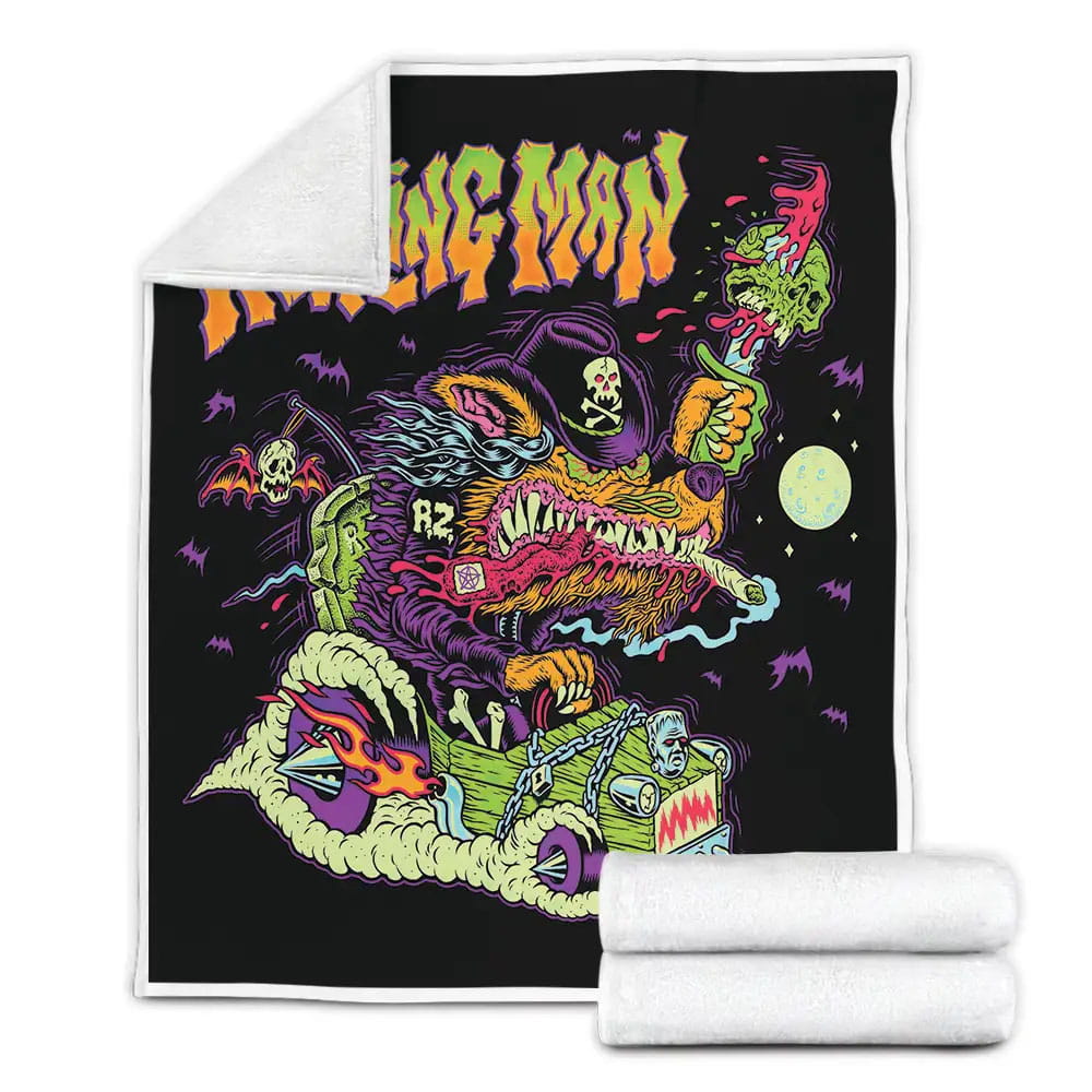 Rob Zombie Monster Driving Car With The Sword Fleece Blanket Perfect 