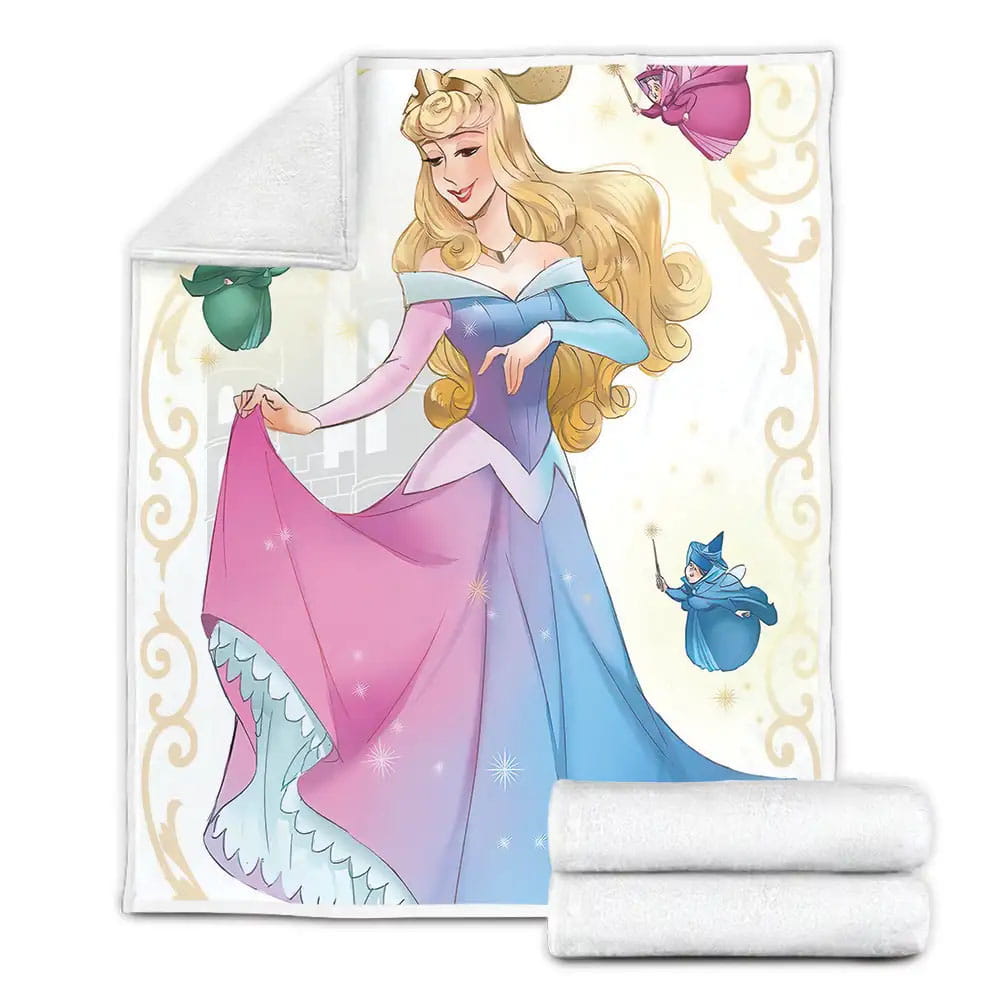 Disney Princess Aurora In Blended Color Dress Fleece Blanket Perfect 