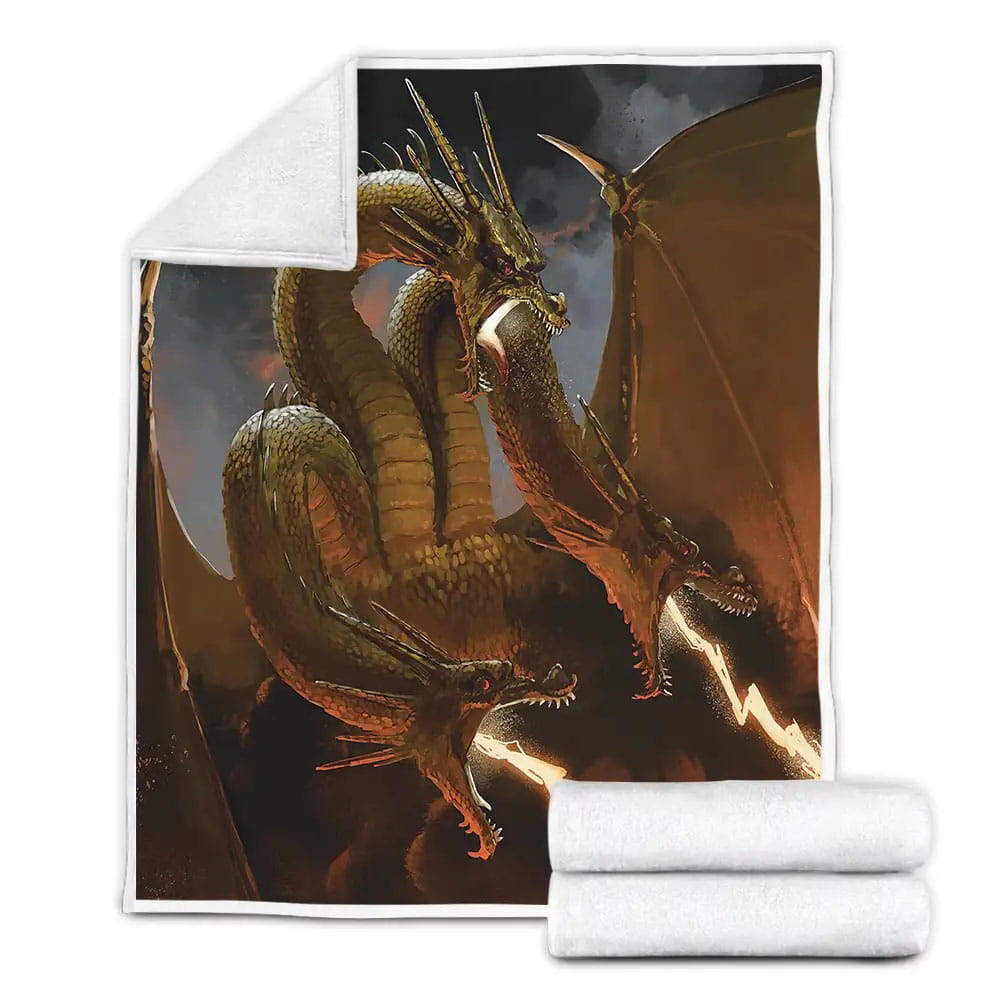 King Ghidorah Releases Thunder Spark Painting Fleece Blanket Perfect 