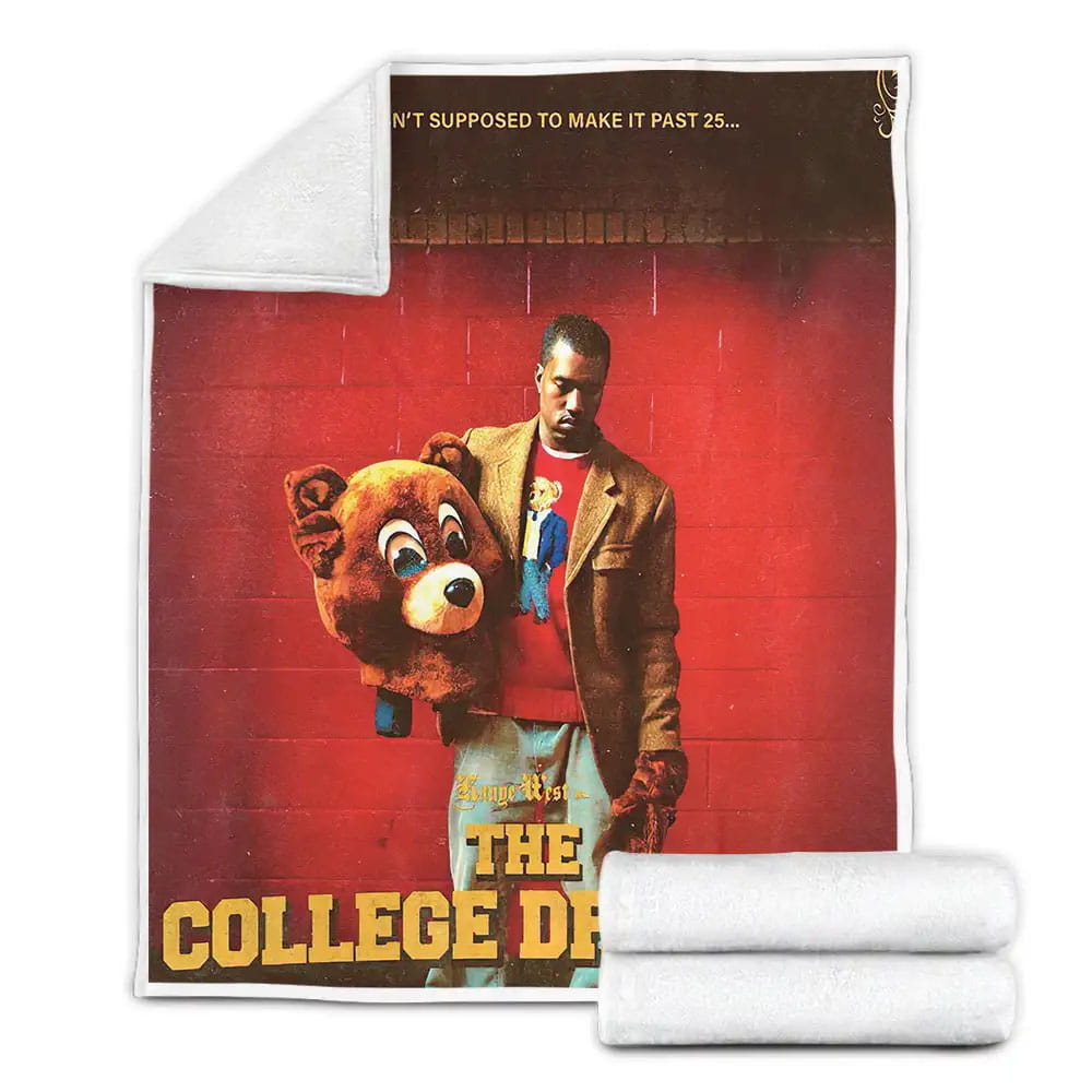 Kanye West In Bear Mascot The College Dropout Fleece Blanket Perfect 