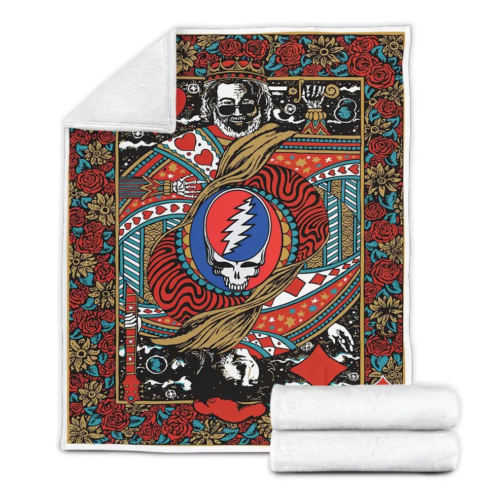 Grateful Dead Fleece Blanket Gift For Birthday Halloween Christmas Thanksgiving
