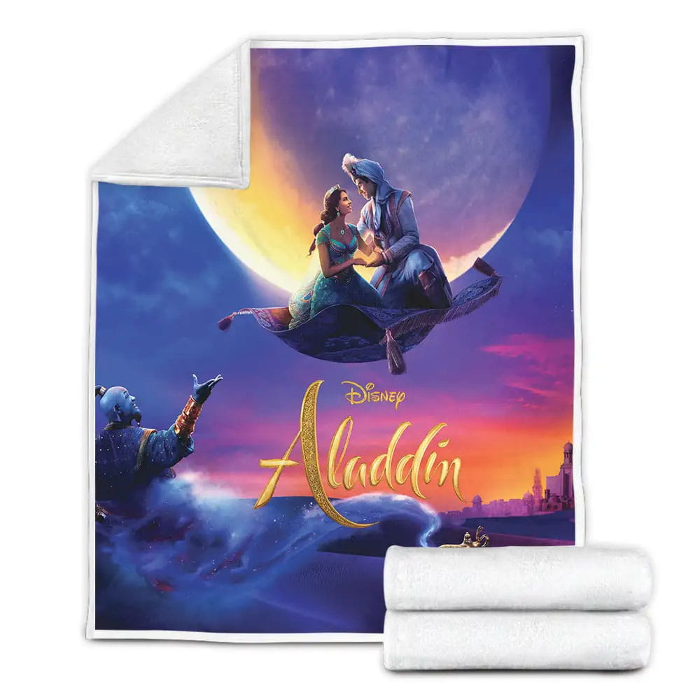 Aladdin Movie Poster Fleece Blanket Gift For Christmas Thanksgiving Halloween