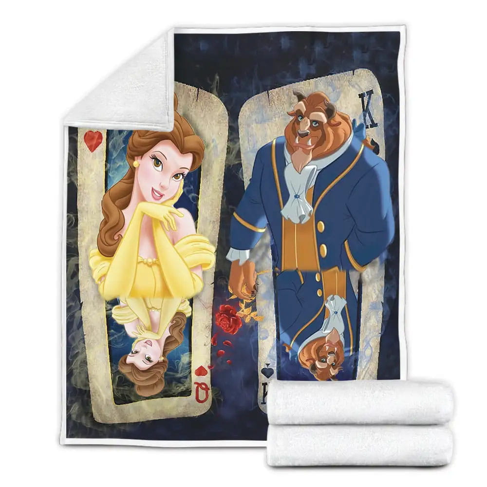 Beauty and the Beast Fleece Blanket Gift For Christmas Thanksgiving Halloween