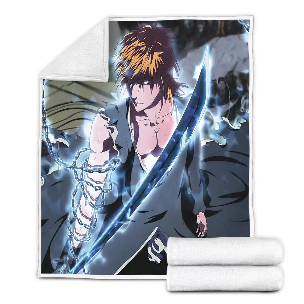 Bleach Ichigo Final Getsuga Tenshou Fleece Blanket Gift For Wife Husband Besties