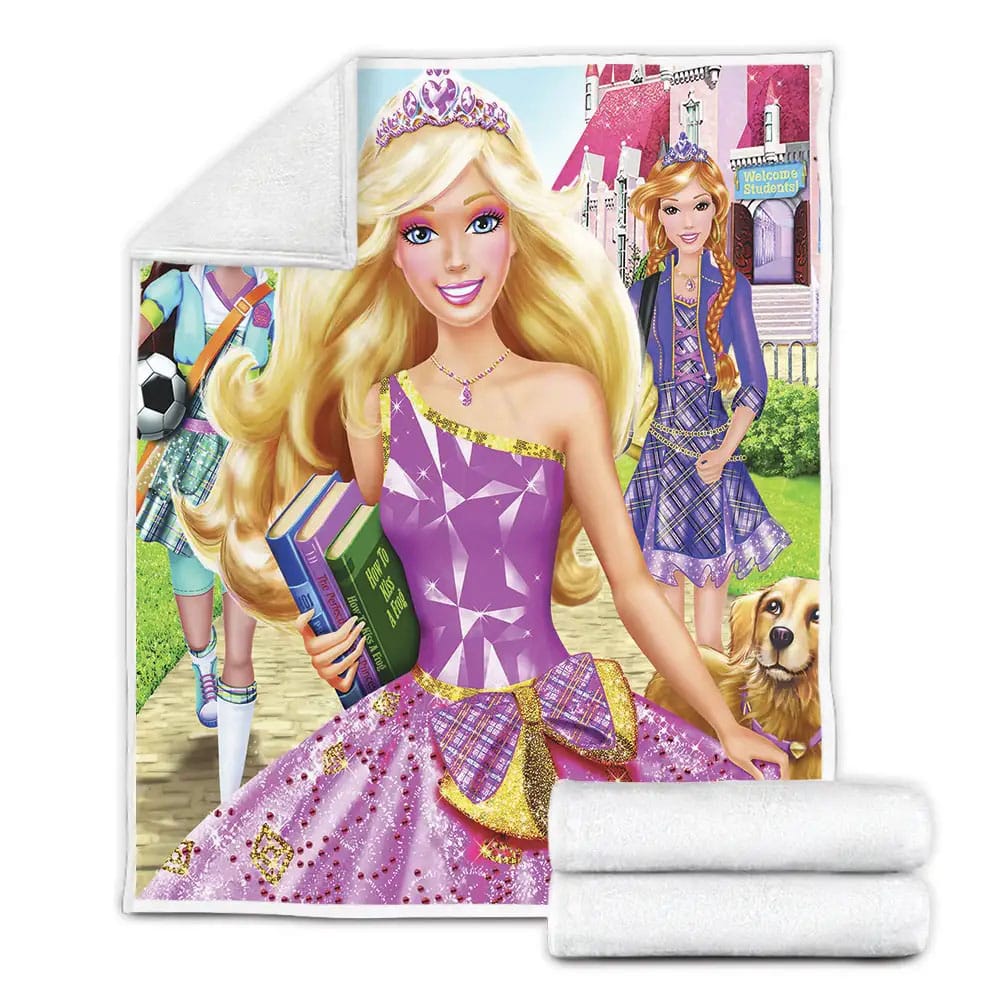 Barbie School Fleece Blanket Gift For Birthday Halloween Christmas Thanksgiving